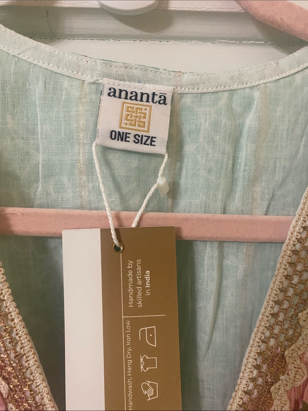 NWT Ananta Boho Patchwork Tie-Front Crop Top | One Size - Picture 2 of 7